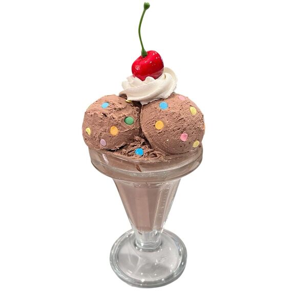 Faux Fake Ice Cream Sundae Parfait Food Display Heavy Glass Dish Realistic Decor - Picture 2 of 7